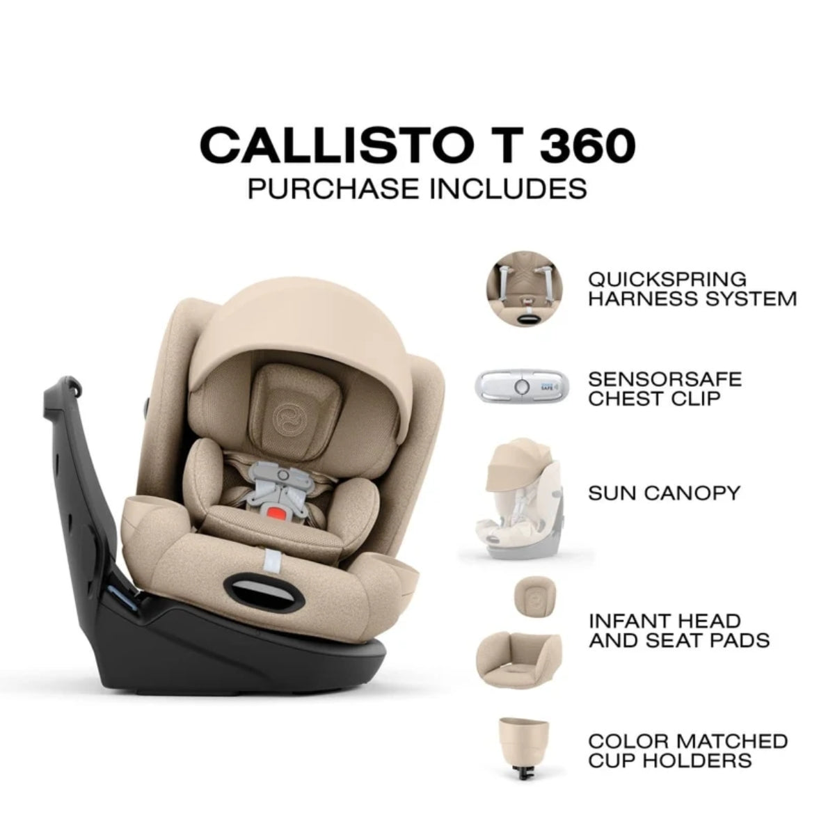 Cybex Callisto T 360 Rotating All-in-One Convertible Car Seat Cozy Beige