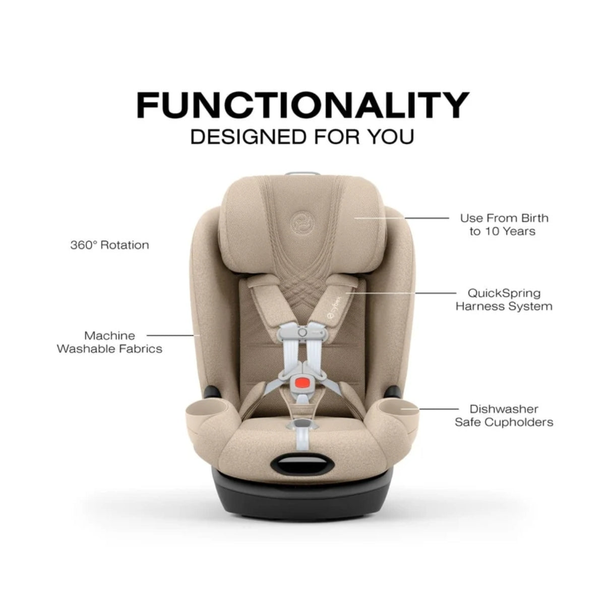 Cybex Callisto T 360 Rotating All-in-One Convertible Car Seat Cozy Beige on Luna Baby Store Miami