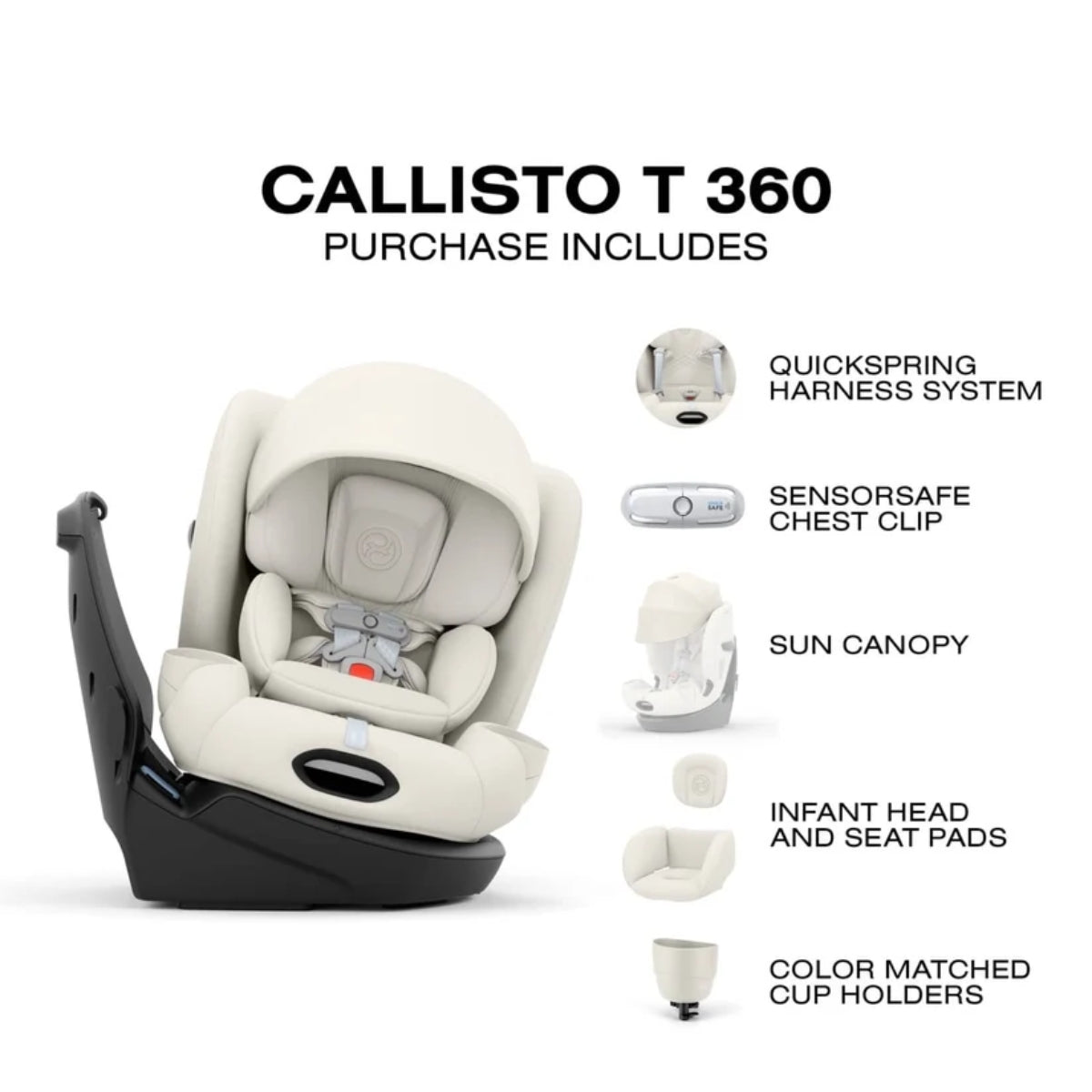 Cybex Callisto T 360 Rotating All-in-One Convertible Car Seat Off White