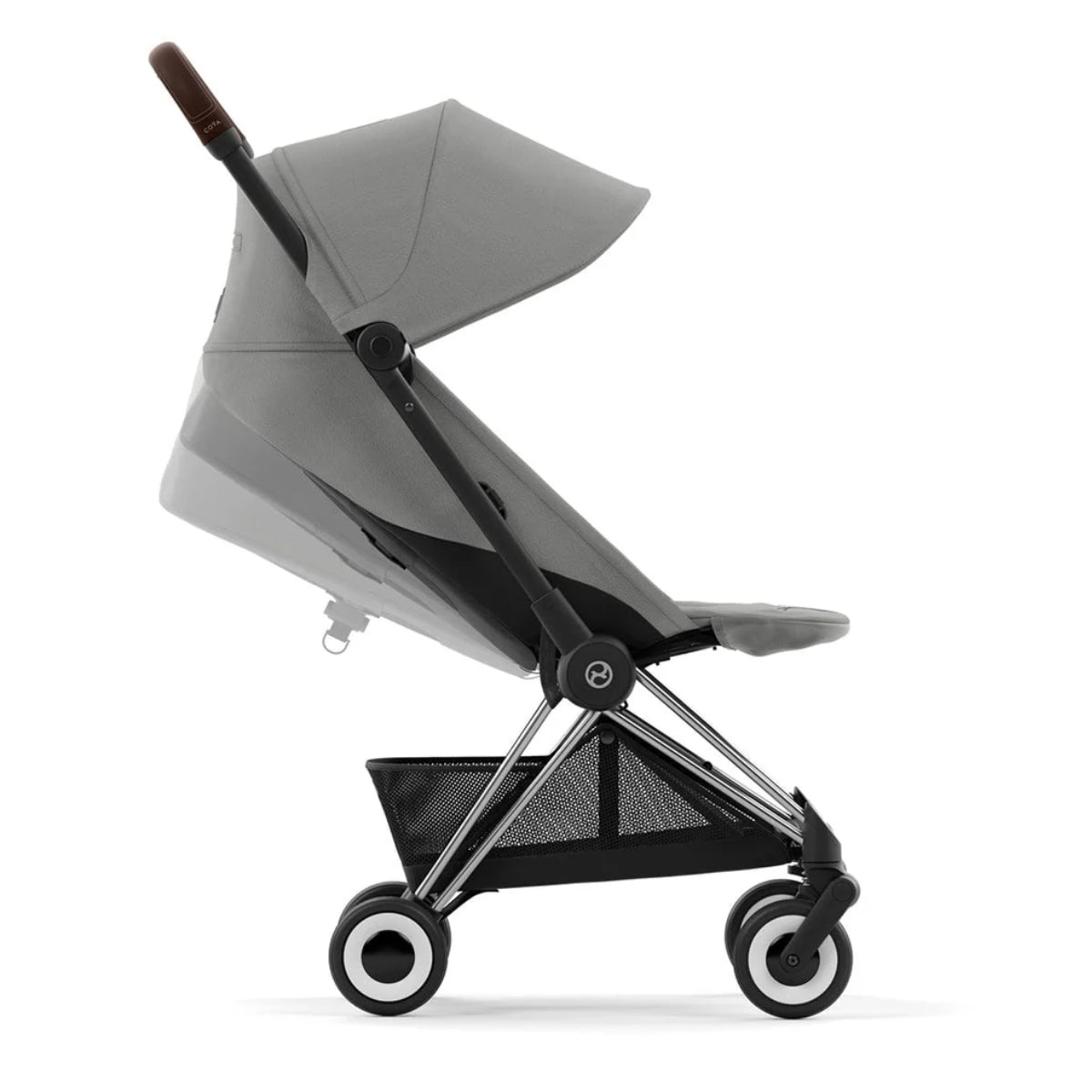 Cybex Coya Compact Stroller - Chrome / Dark Brown / Mirage Grey