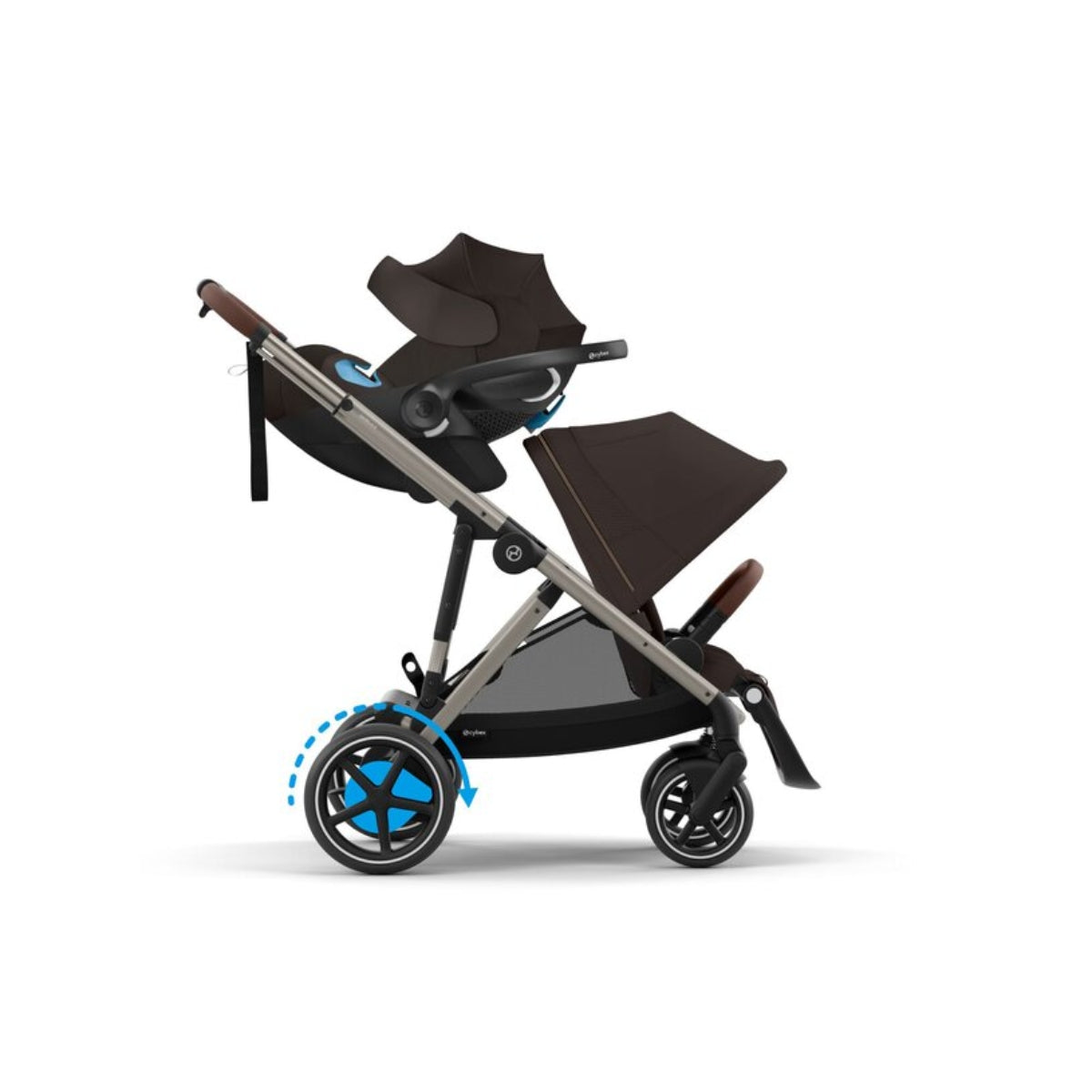 Cybex - Carrinho de passeio simples a duplo Gazelle S, moldura prateada/preto lua