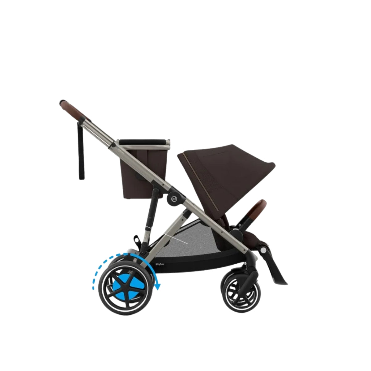 Cybex - Carrinho de passeio simples a duplo Gazelle S, moldura prateada/preto lua on Luna Baby Store Miami
