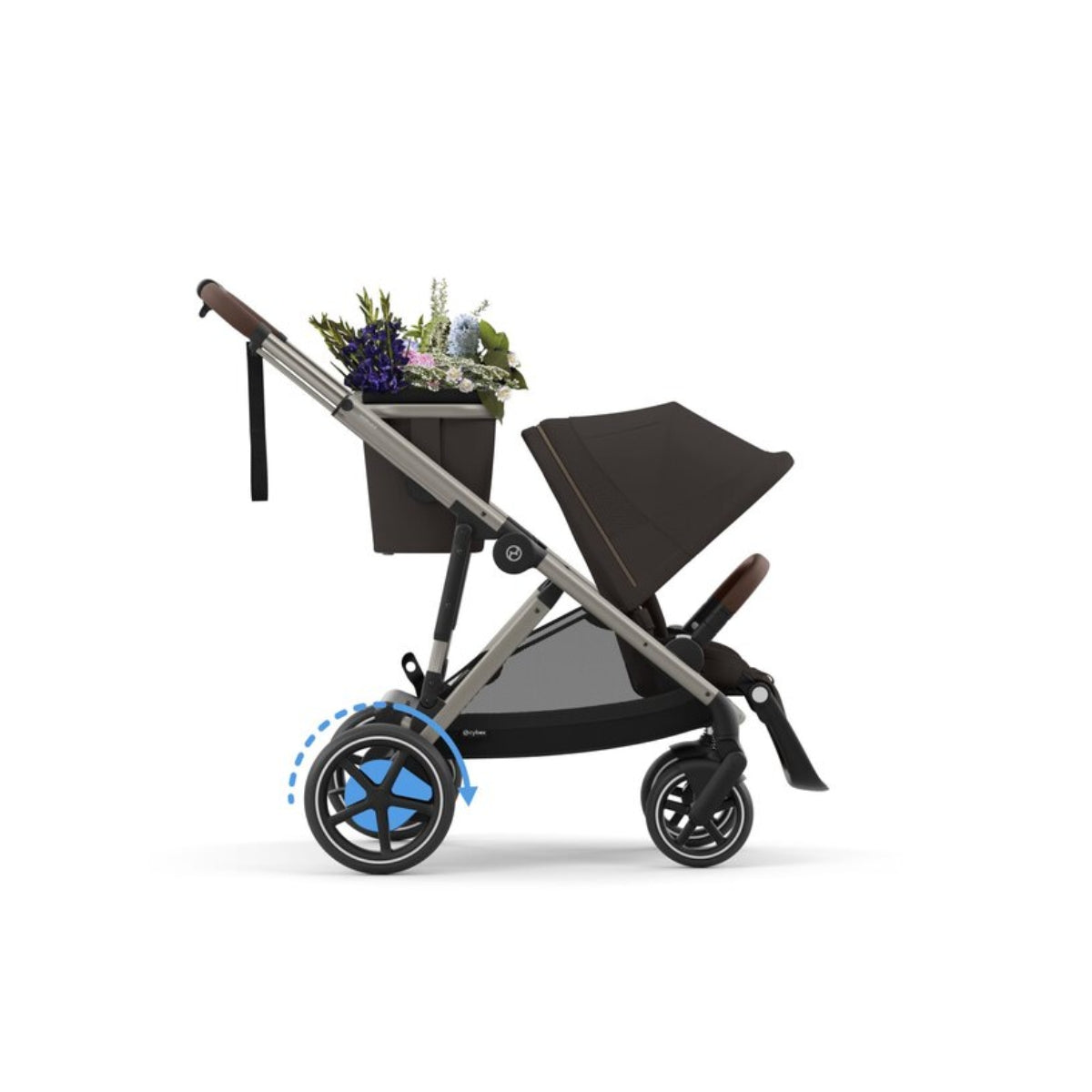 Cybex - Carrinho de passeio simples a duplo Gazelle S, moldura prateada/preto lua