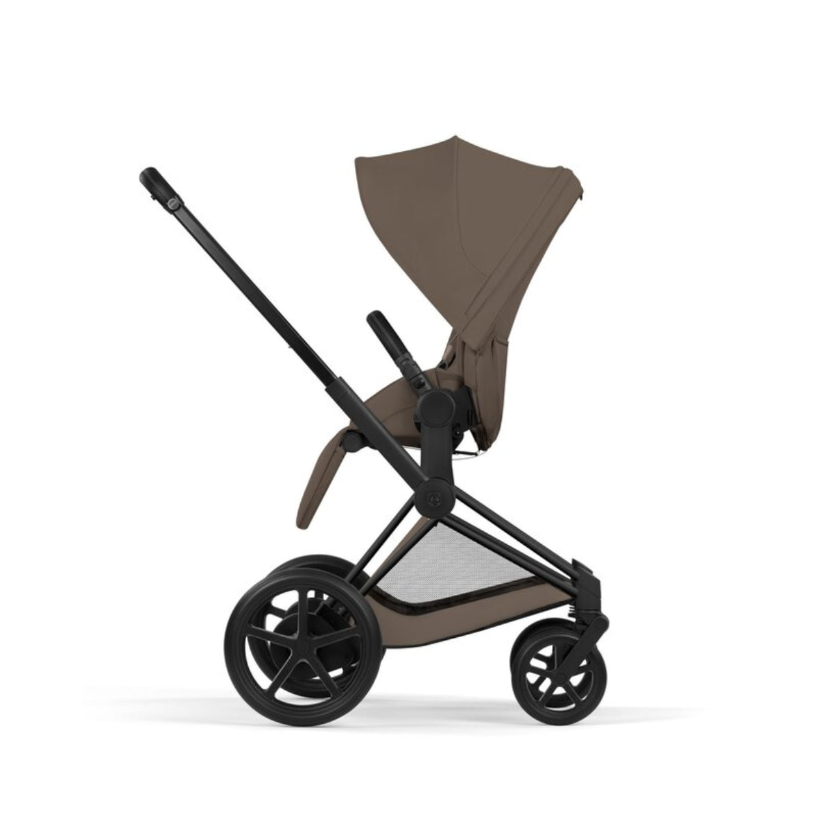 Cybex E-Priam Stroller - Comfort Collection Matte Black Frame/Coconut Brown Lux Seat