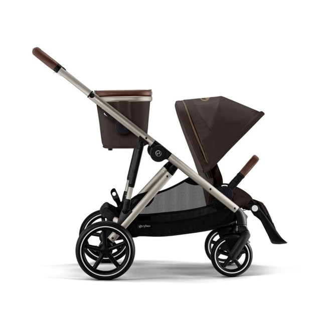 Cybex Gazelle S Single-to-Double Stroller - Taupe Frame / Chocolate Brown