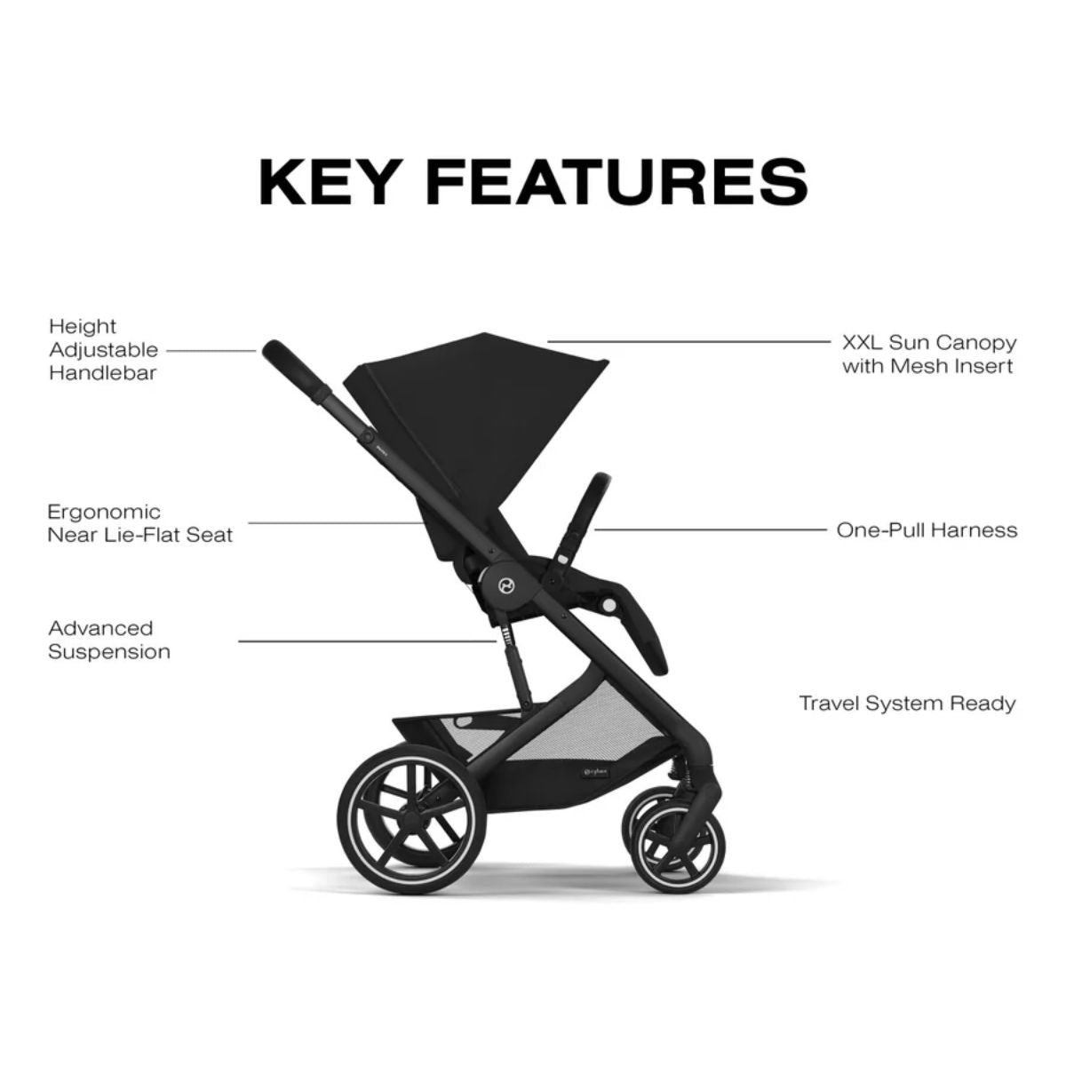 Carrinho De Bebê Cybex Balios S Lux Moon Black (Black Frame)