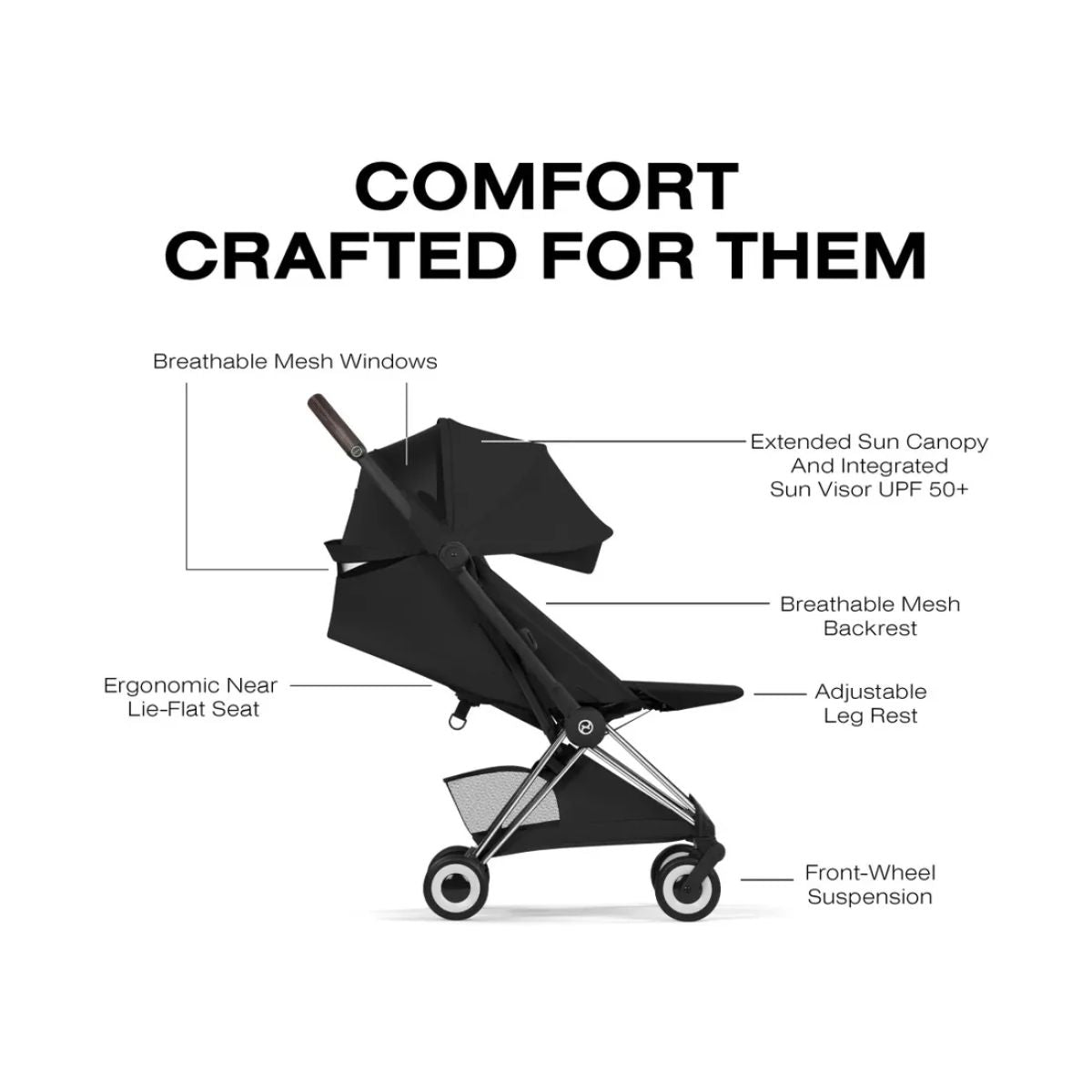 Carrinho De Bebê Cybex Coya Lux Style Collection Chrome / Sepia Black