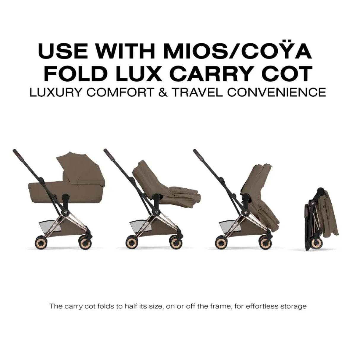 Carrinho De Bebê Cybex Coya Lux Style Collection Rose Gold / Coconut Brown on Luna Baby Store Miami
