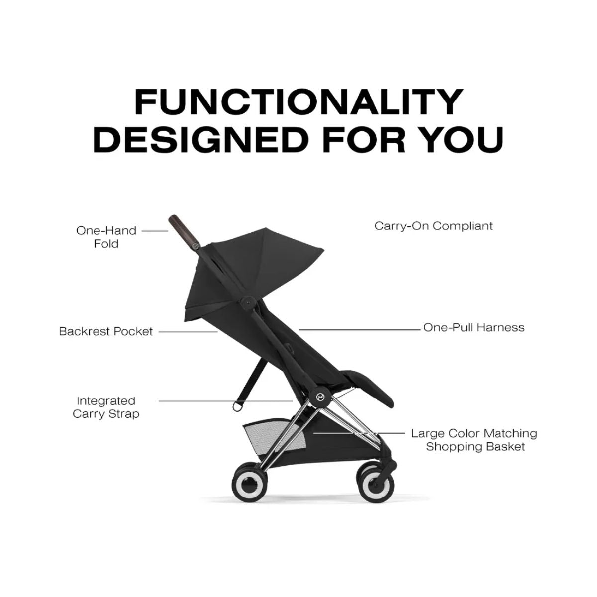 Carrinho De Bebê Cybex Coya Lux Style Collection Chrome / Sepia Black