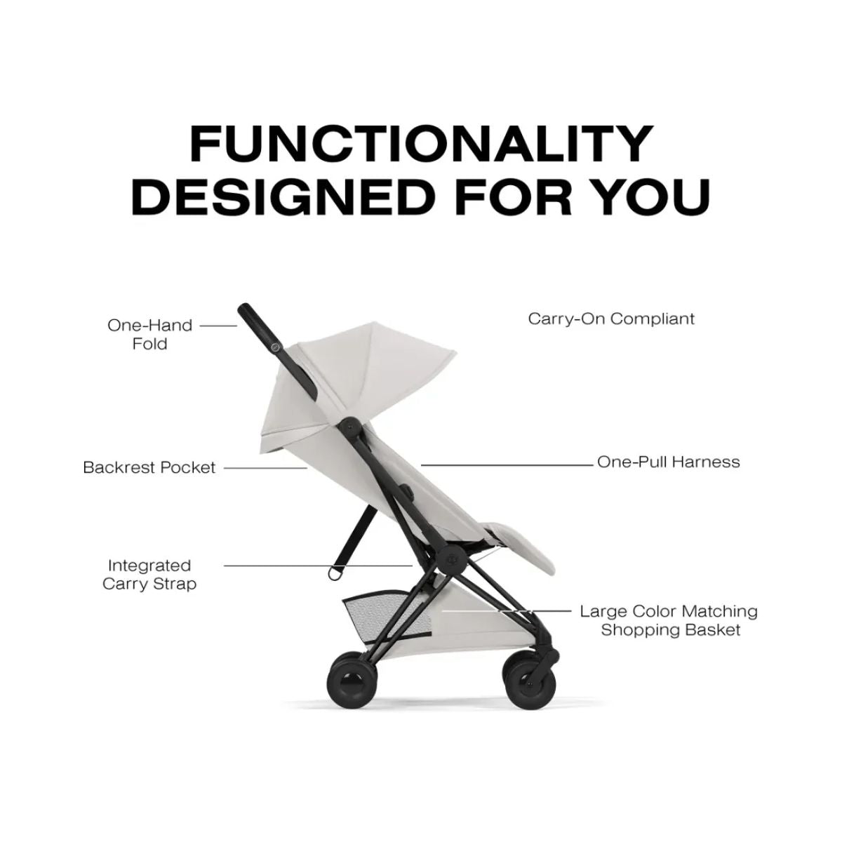 Carrinho De Bebê Cybex Coya Lux Style Collection Matte Black / City Grey