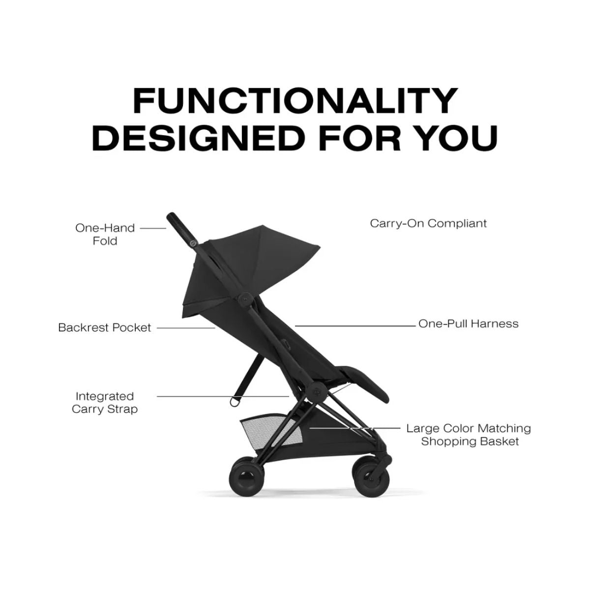 Carrinho De Bebê Cybex Coya Lux Style Collection Matte Black / Sepia Black on Luna Baby Store Miami