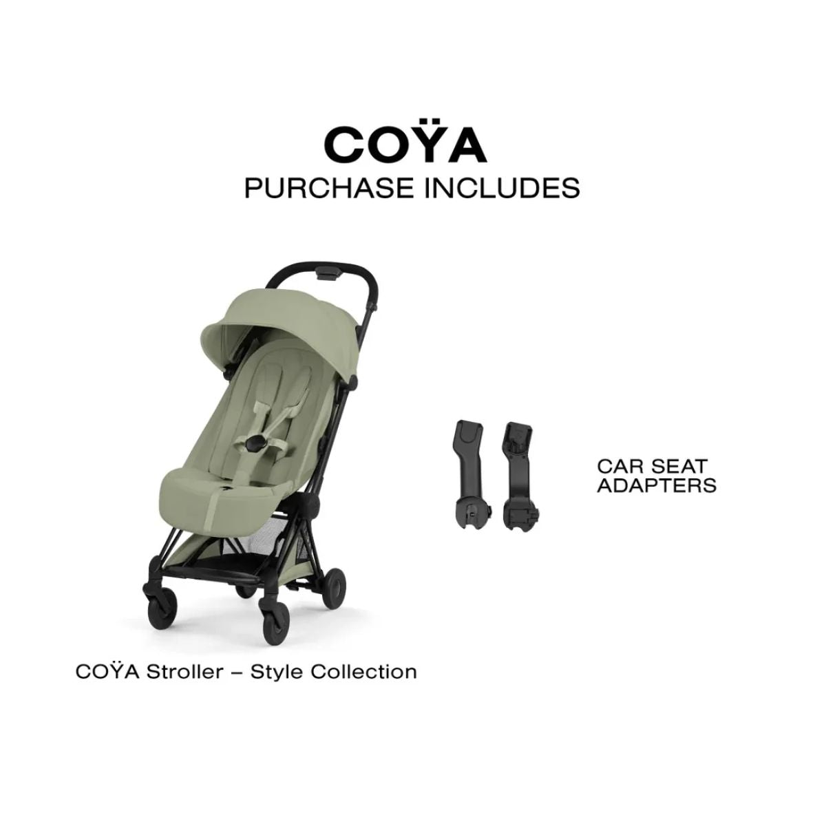 Carrinho De Bebê Cybex Coya Lux Style Collection Matte Black / Sage Green
