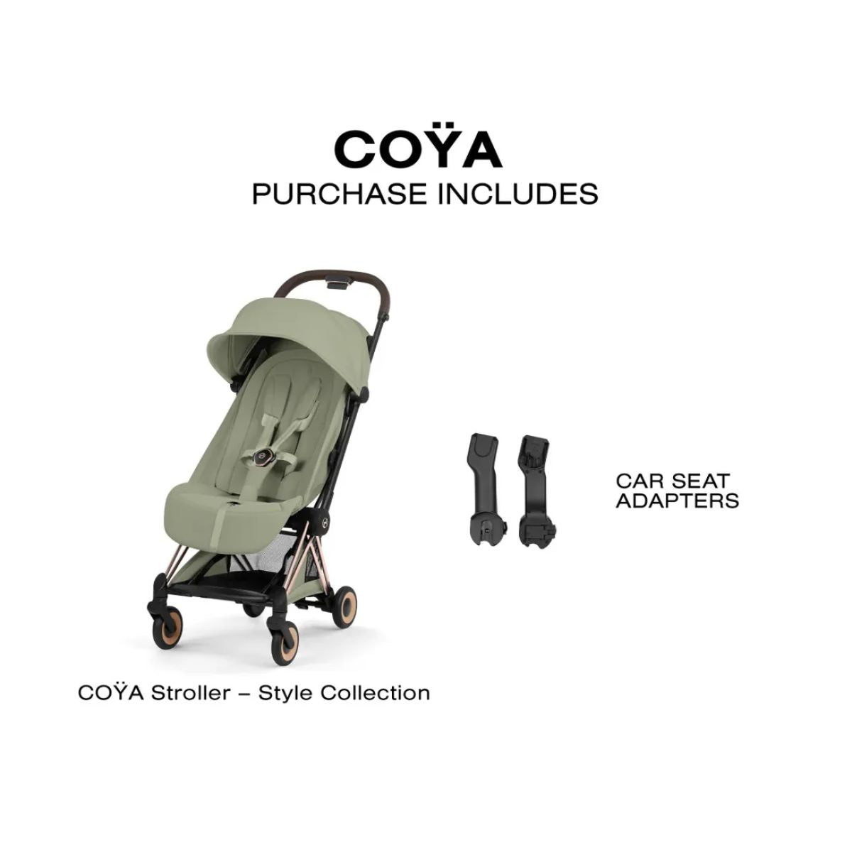 Carrinho De Bebê Cybex Coya Lux Style Collection Rose Gold / Sage Green on Luna Baby Store Miami
