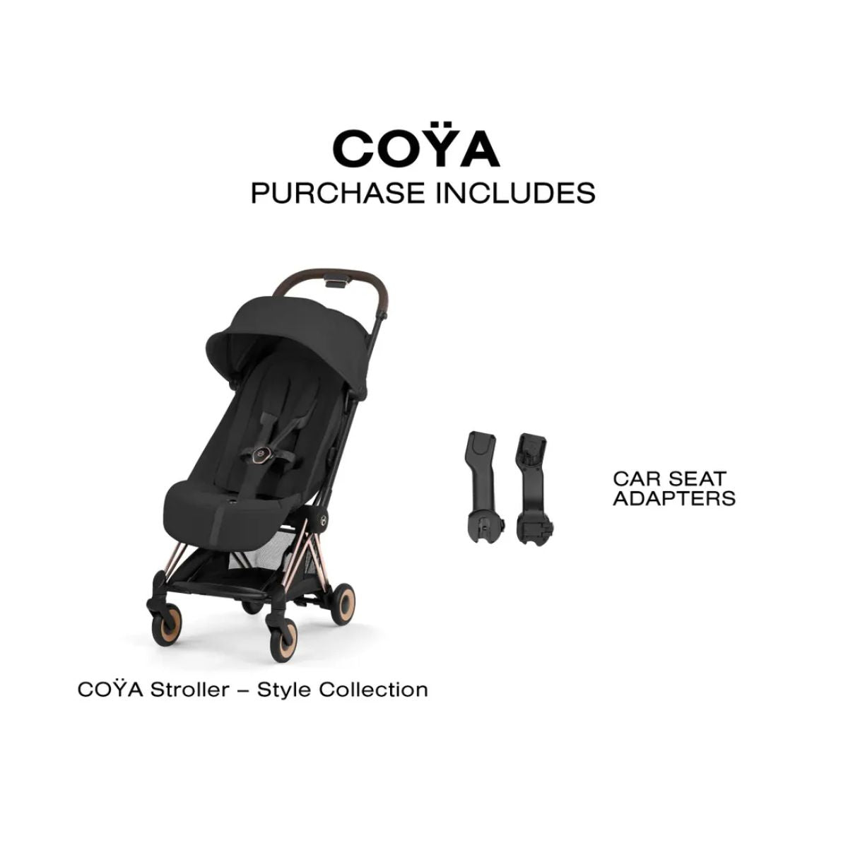 Carrinho De Bebê Cybex Coya Lux Style Collection Rose Gold / Sepia Black