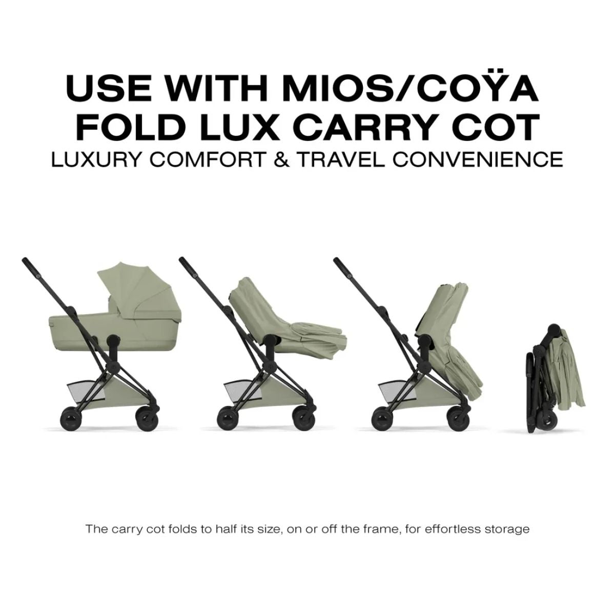 Carrinho De Bebê Cybex Coya Lux Style Collection Matte Black / Sage Green