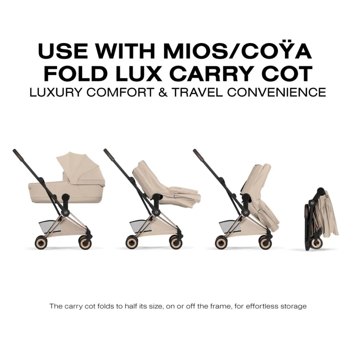 Carrinho De Bebê Cybex Coya Lux Style Collection Rose Gold / Cozy Beige on Luna Baby Store Miami