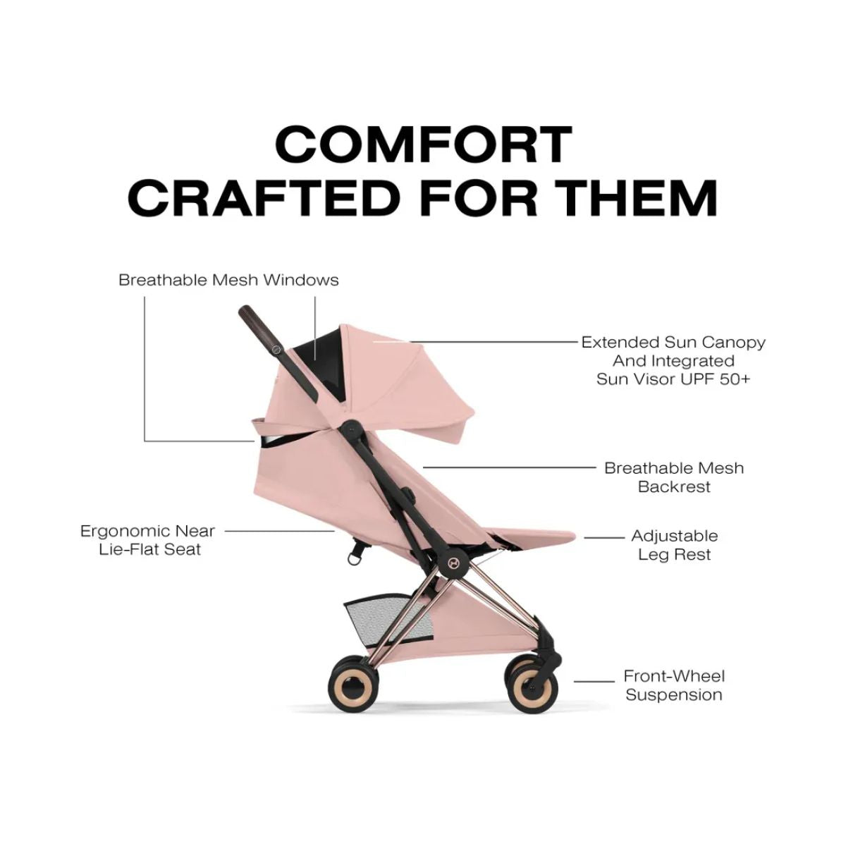 Cybex Coya Stroller (2026) - Style Collection - Rose Gold Frame / Peach Pink Lux Seat