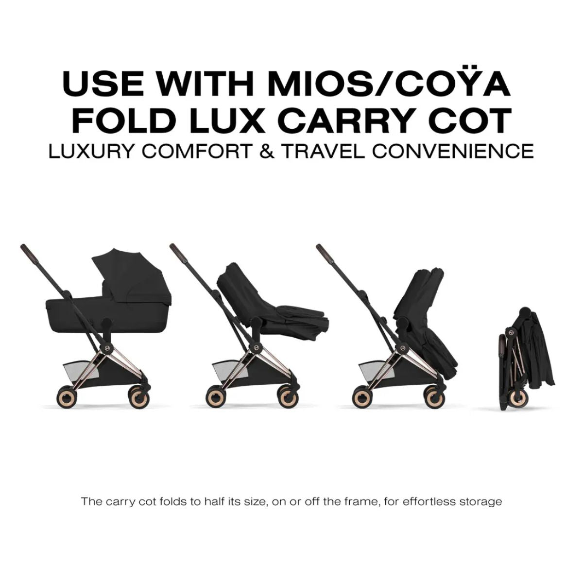 Carrinho De Bebê Cybex Coya Lux Style Collection Rose Gold / Sepia Black