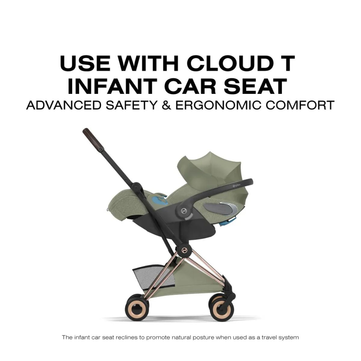 Carrinho De Bebê Cybex Coya Lux Style Collection Rose Gold / Sage Green on Luna Baby Store Miami