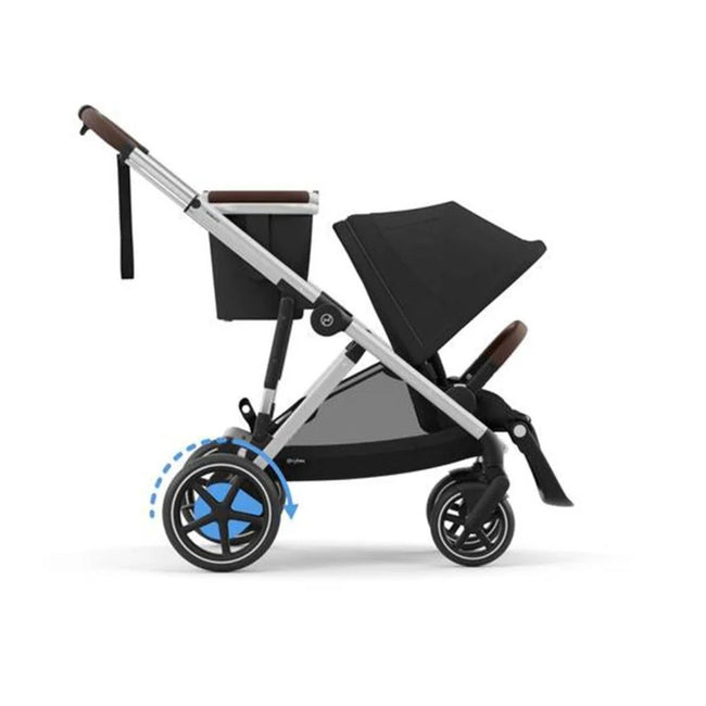 Cybex - Carrinho de passeio simples a duplo Gazelle S, moldura prateada/preto lua