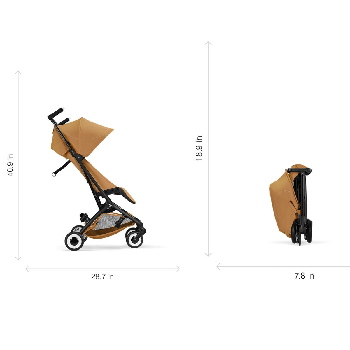 Cybex Libelle Ultra Compact Stroller - Black Frame/Dune Grey on Luna Baby Store Miami
