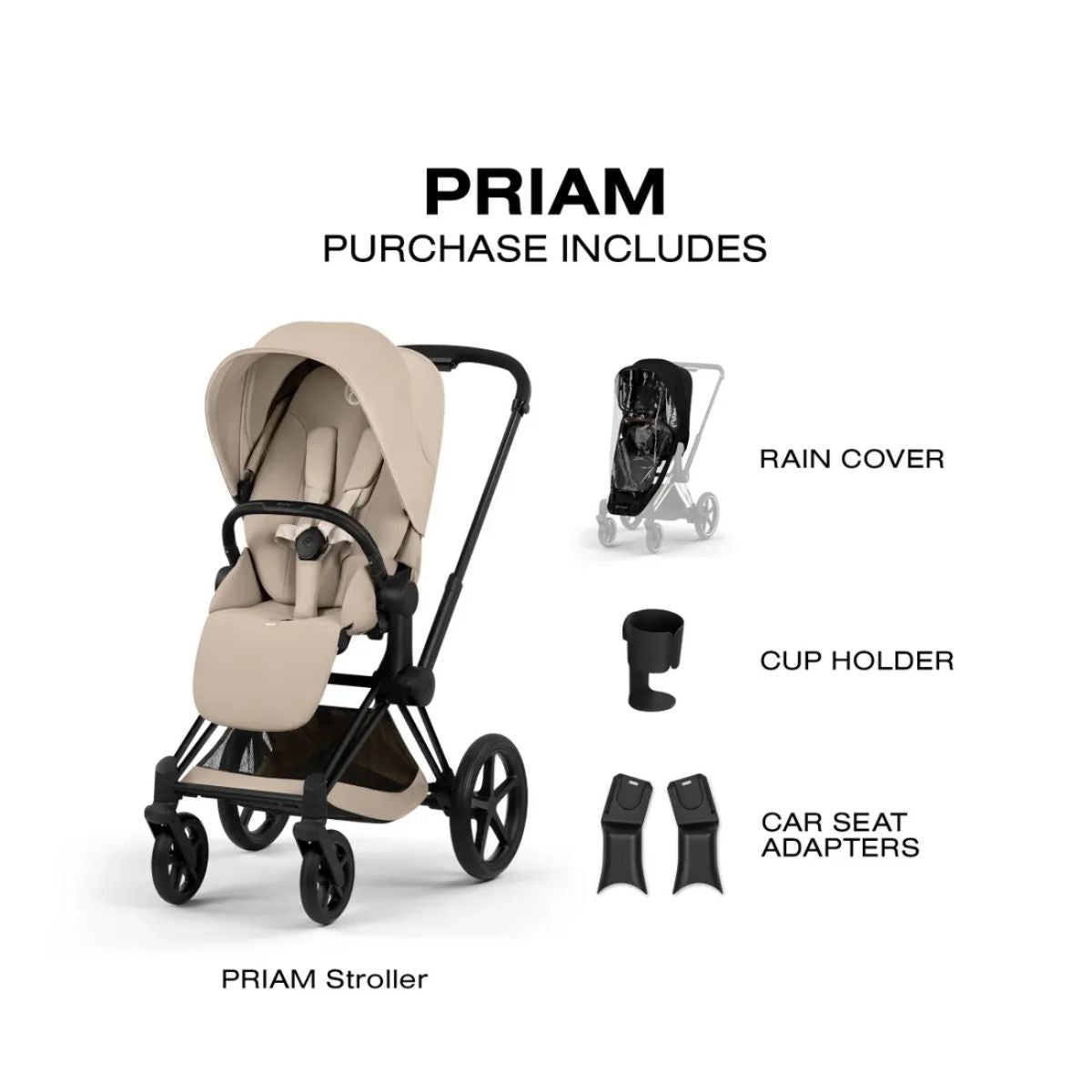 Carrinho De Bebê Cybex Priam 2026 Lux Matte Black / Cozy Beige

