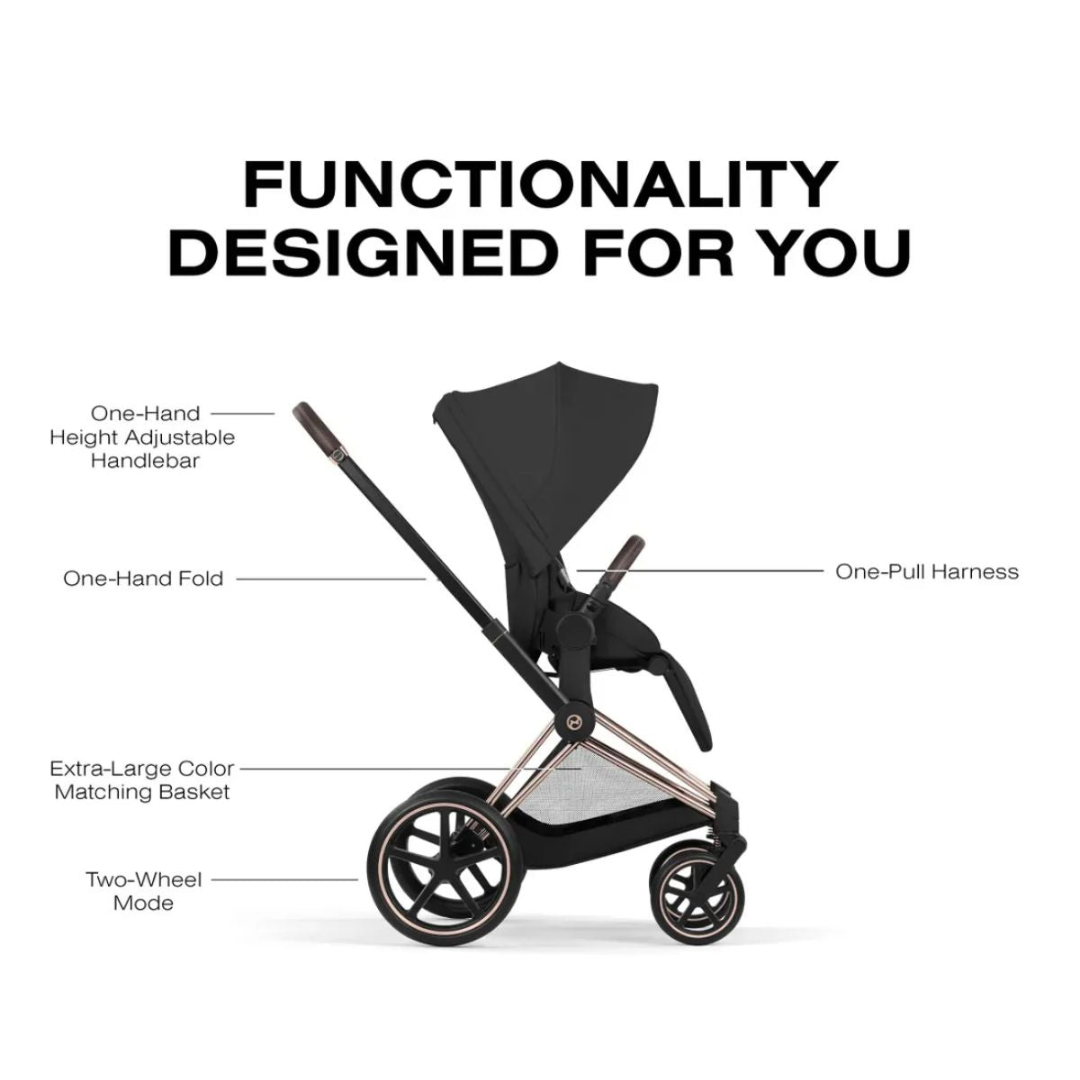 Carrinho De Bebê Cybex Priam 2026 Lux Rose Gold / Sepia Black on Luna Baby Store Miami