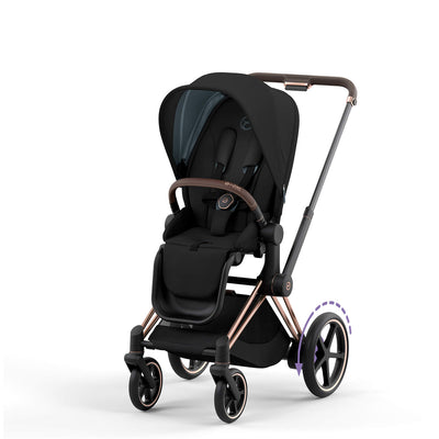 Cybex E-Priam 2 Stroller - Rose Gold/Brown Frame and Sepia Black Seat Pack