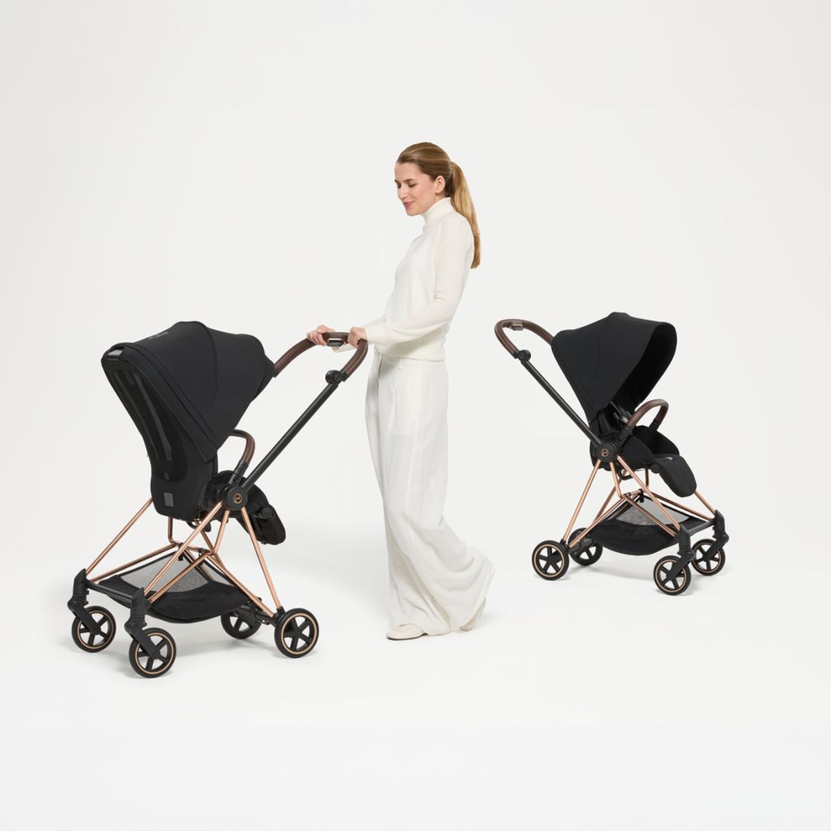 Cybex Mios Stroller - Rose Gold Frame/Sepia Black Lux Seat on Luna Baby Store Miami