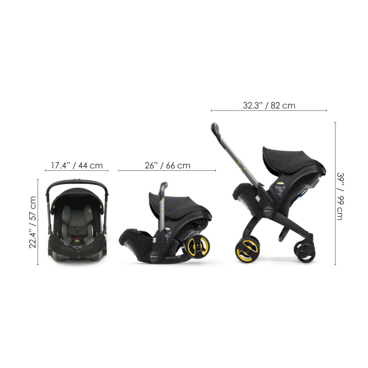 Doona Plus Car Seat & Stroller with SensAlert Bundle - Nitro Black on Luna Baby Store Miami