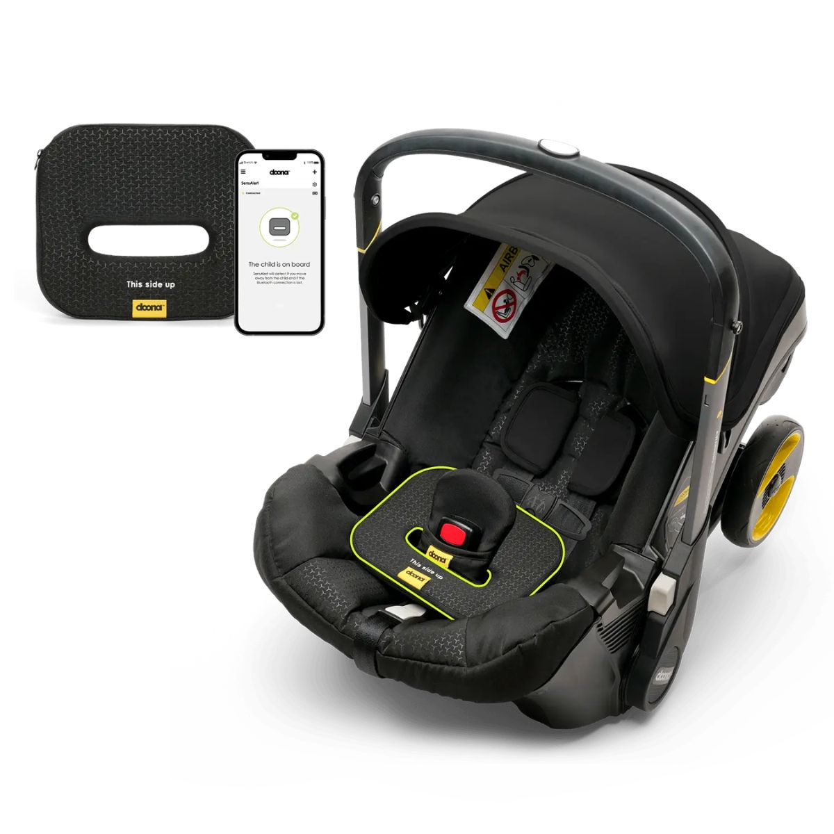 Doona Plus Car Seat & Stroller with SensAlert Bundle - Nitro Black on Luna Baby Store Miami