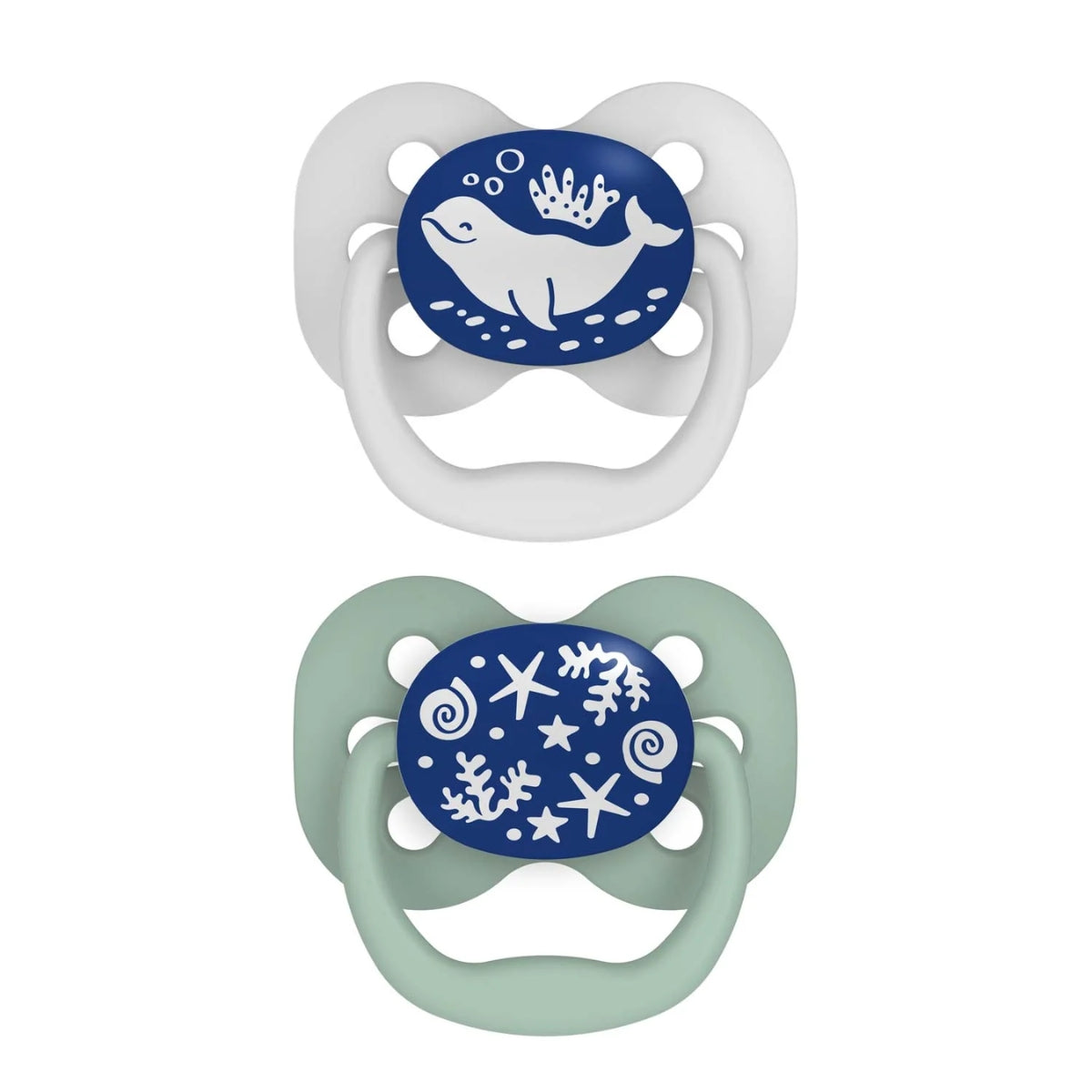 Dr. Brown’s Advantage Glow-in-the-Dark Pacifiers 0-6M Pack of 2 Blue Ocean