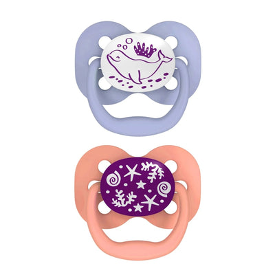 Dr. Brown’s Advantage Glow-in-the-Dark Pacifiers 0-6M Pack of 2 Coral Ocean