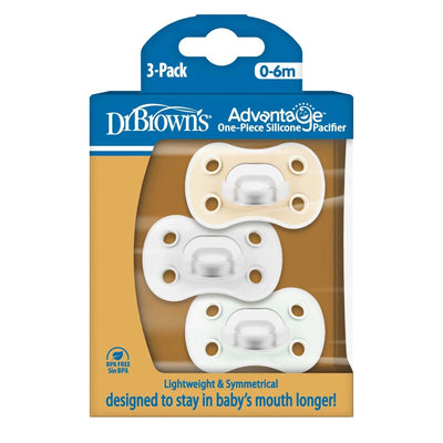 Dr. Brown’s Advantage One-Piece Silicone Pacifier 3-Pack - 0-6M