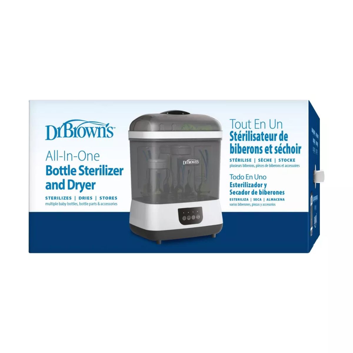 Esterilizador e secador multifuncional Dr. Brown para mamadeiras e itens essenciais para recém-nascidos on Luna Baby Store Miami