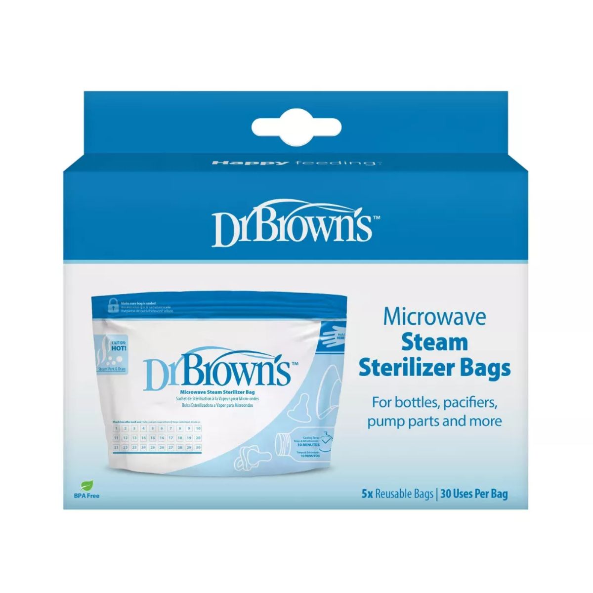 Sacos esterilizadores a vapor para micro-ondas Dr. Brown's, pacote com 5