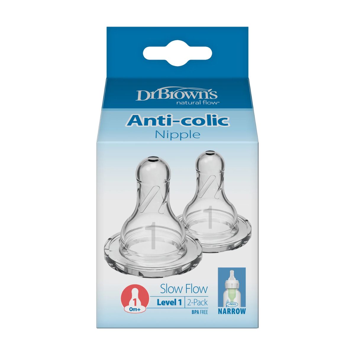 Dr. Brown’s Natural Flow Narrow Baby Bottle Silicone Nipple 2-Pack on Luna Baby Store Miami