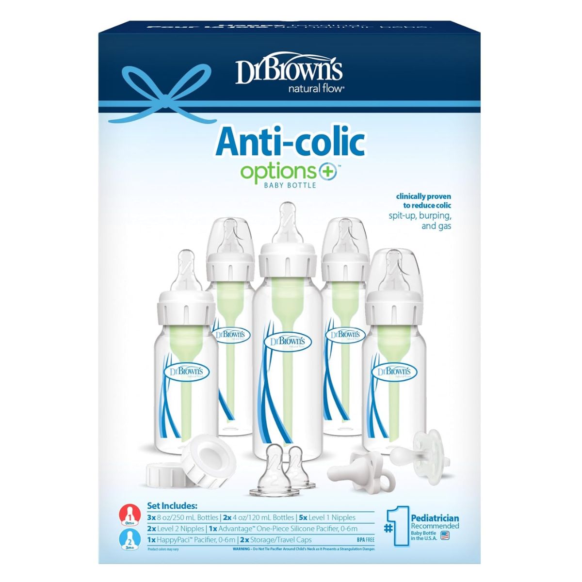 Dr. Brown’s Options+ Anti-Colic Newborn Narrow Baby Bottle Gift Set - 0M+