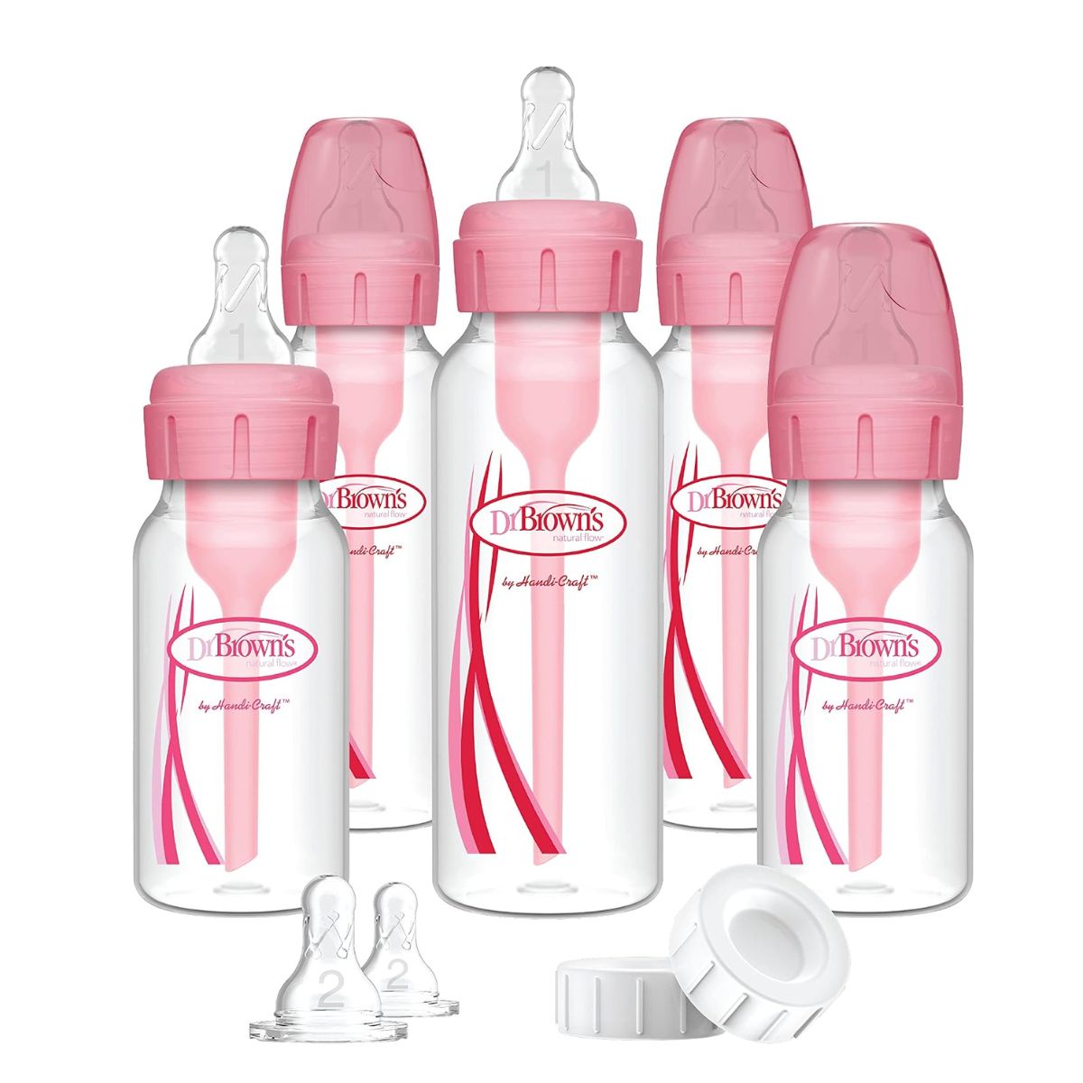 Dr. Brown’s Options+ Anti-Colic Newborn Narrow Baby Bottle Gift Set Pink - 0m+ on Luna Baby Store Miami