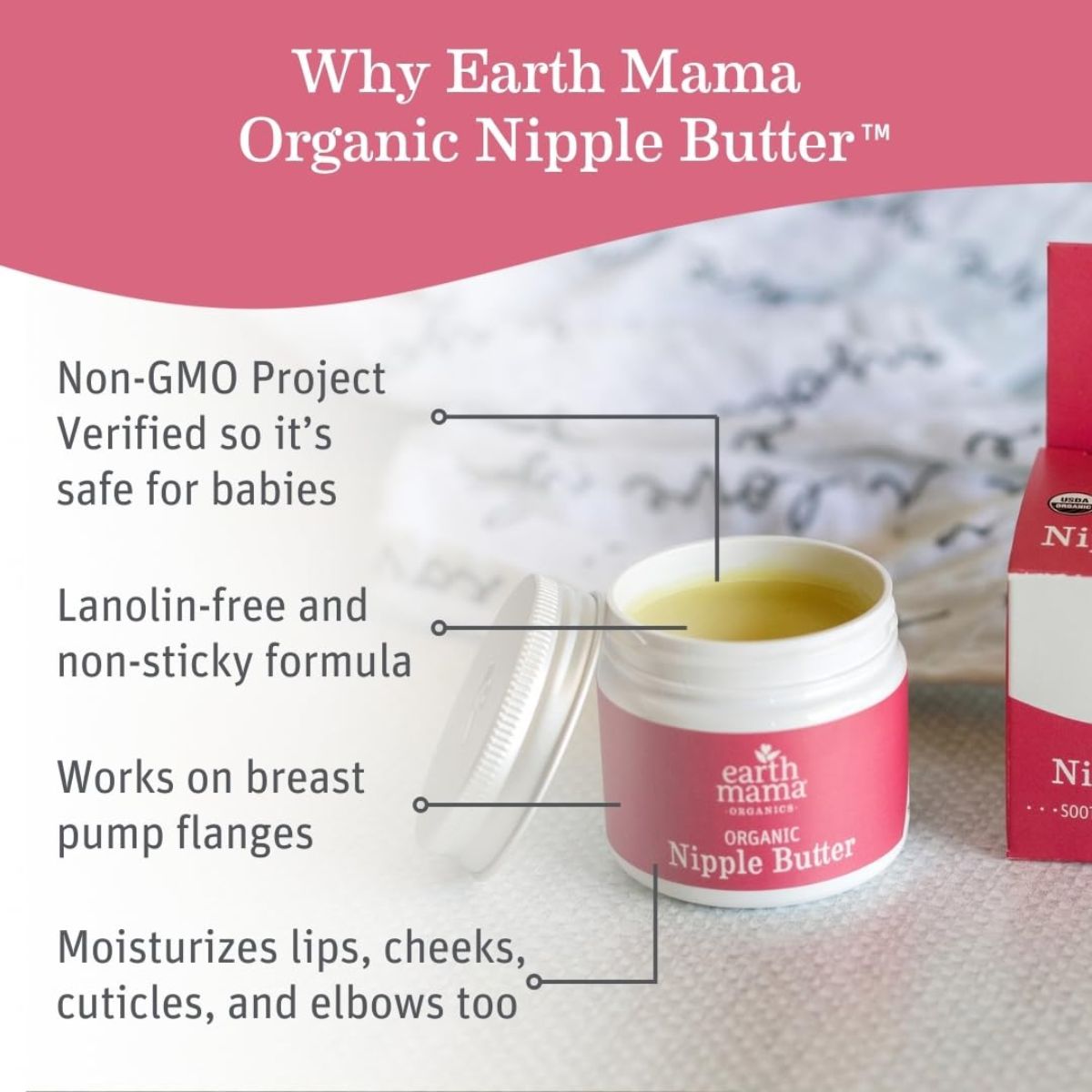 Pomada Orgânica Para Seios Earth Mama 60ML on Luna Baby Store Miami