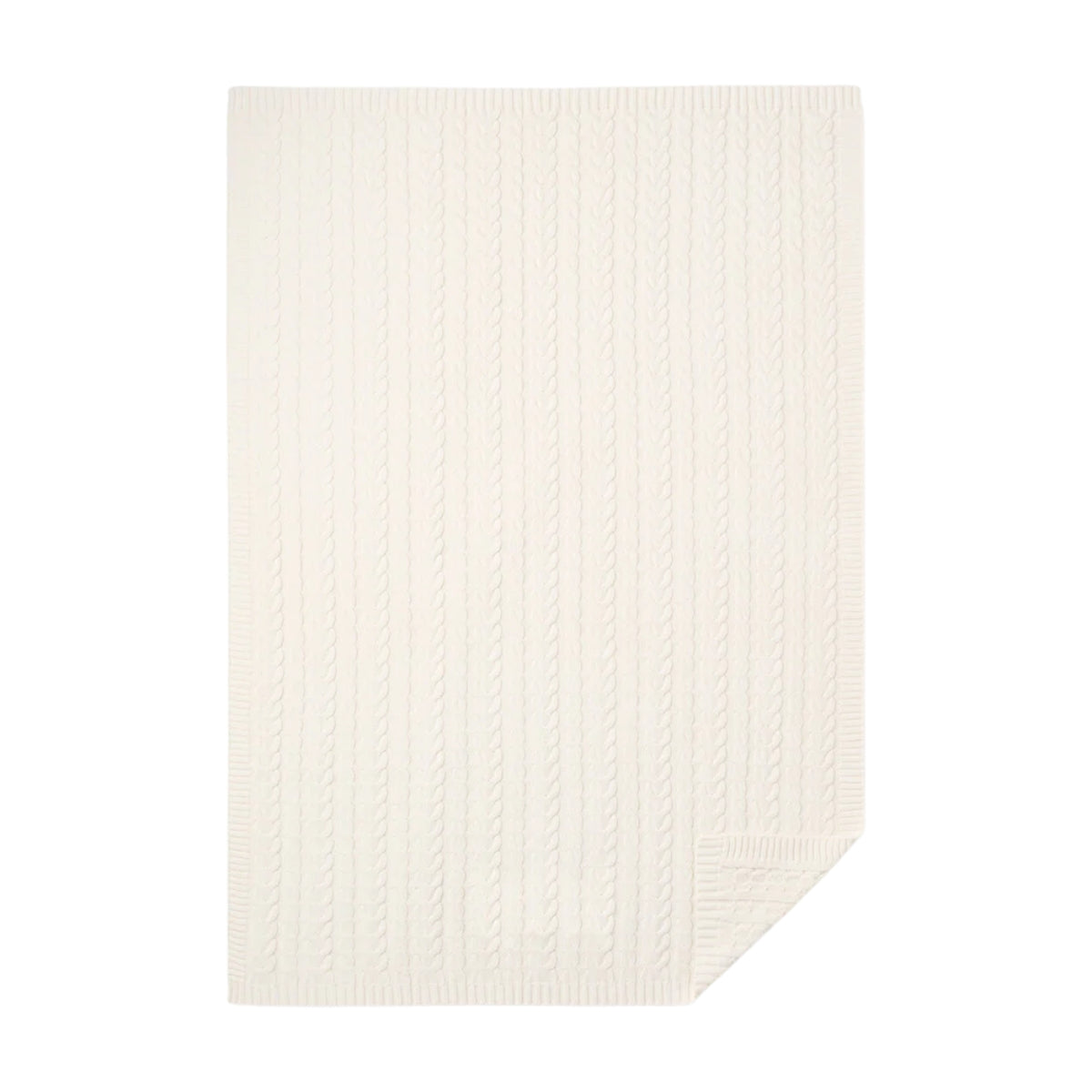 Elegant Baby Horseshoe Cable Knit Baby Blanket - White on Luna Baby Store Miami