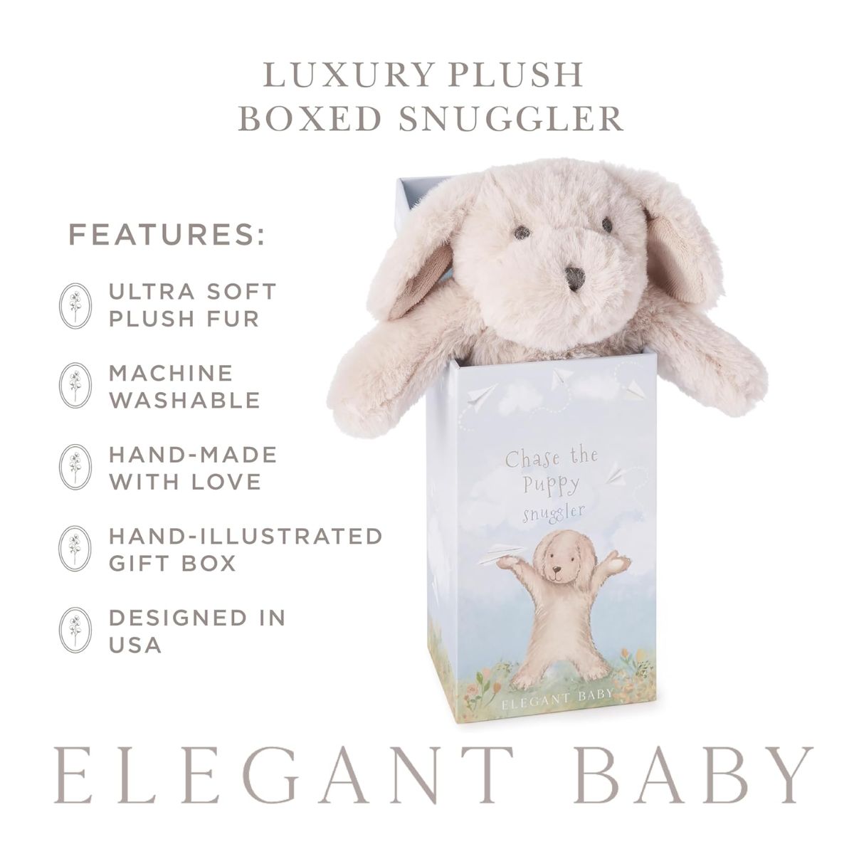 Elegant Baby Chase the Puppy Snuggler Plush Security Blanket w/ Gift Box on Luna Baby Store Miami