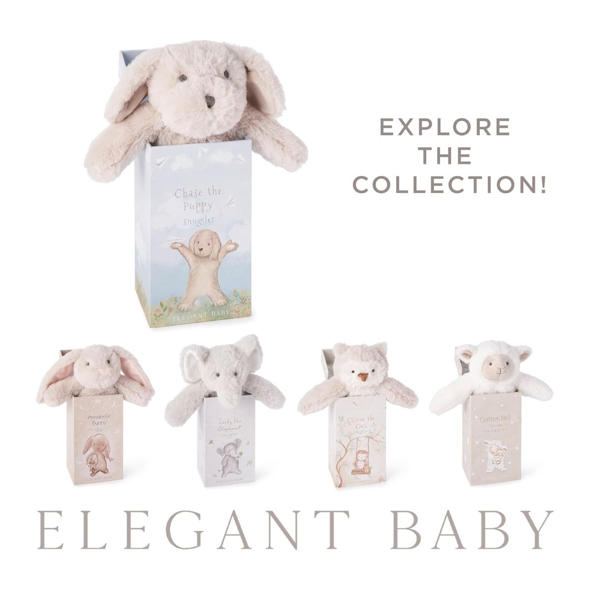 Elegant Baby Chase the Puppy Snuggler Plush Security Blanket w/ Gift Box on Luna Baby Store Miami
