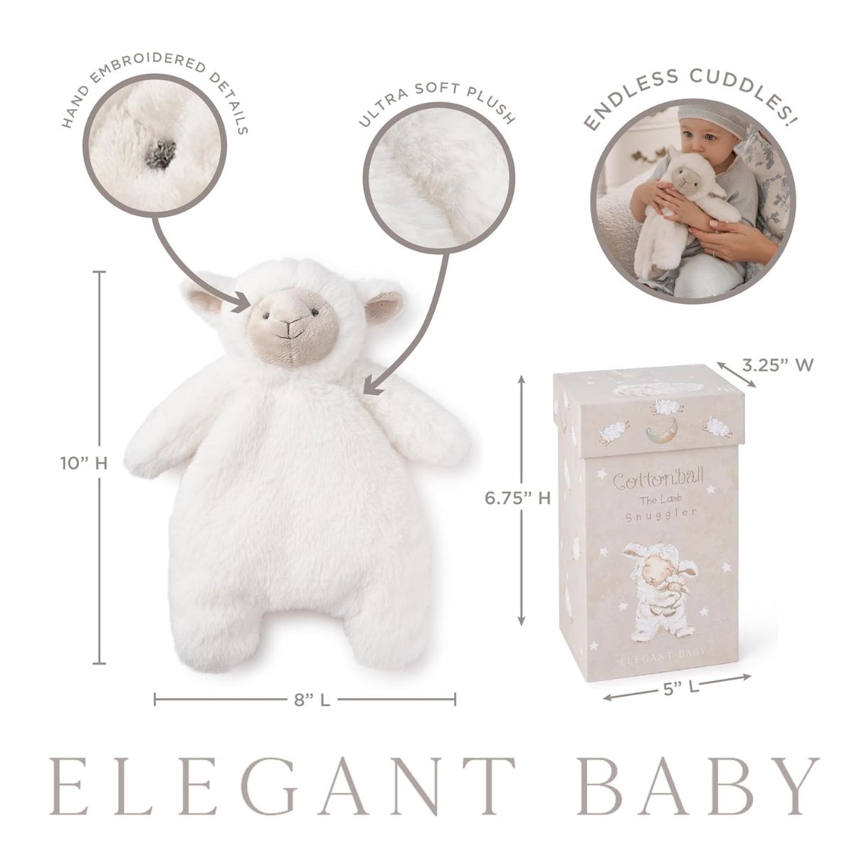 Cobertor de Segurança de Pelúcia Cottonball the Lamb Snuggler com Caixa de Presente