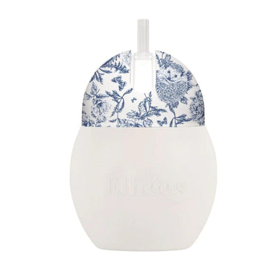 Copo Com Canudo Élhée Tartine et Chocolat Toile de Jouy Blue 240ml - 9M+