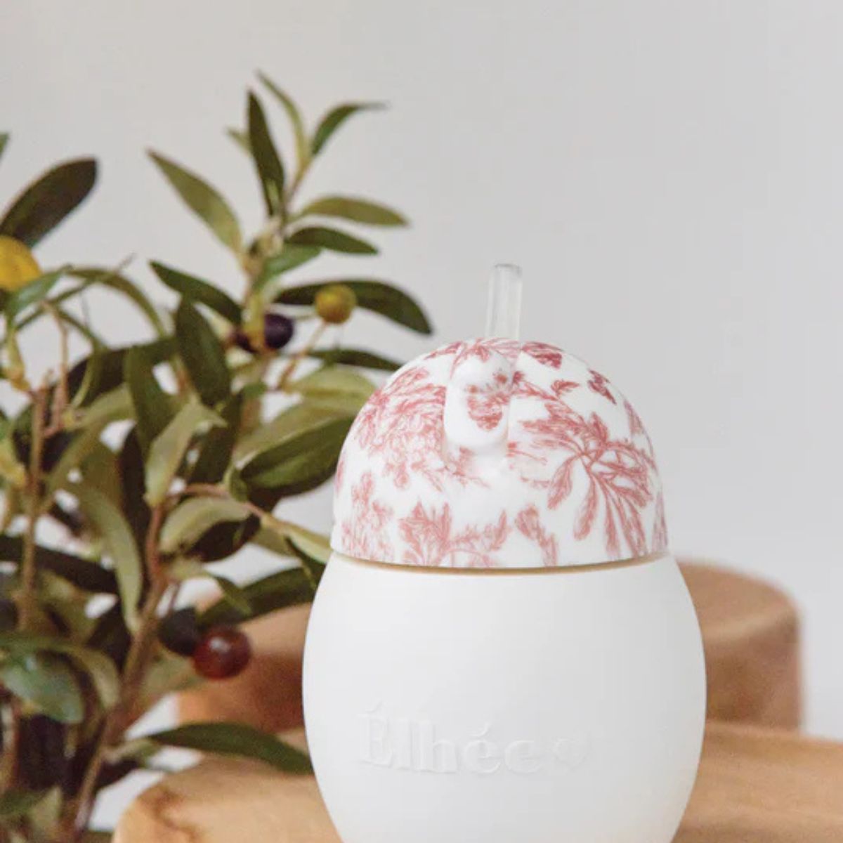 Copo Com Canudo Élhée Tartine et Chocolat Toile de Jouy Terracotta 240ml - 9M+ on Luna Baby Store Miami