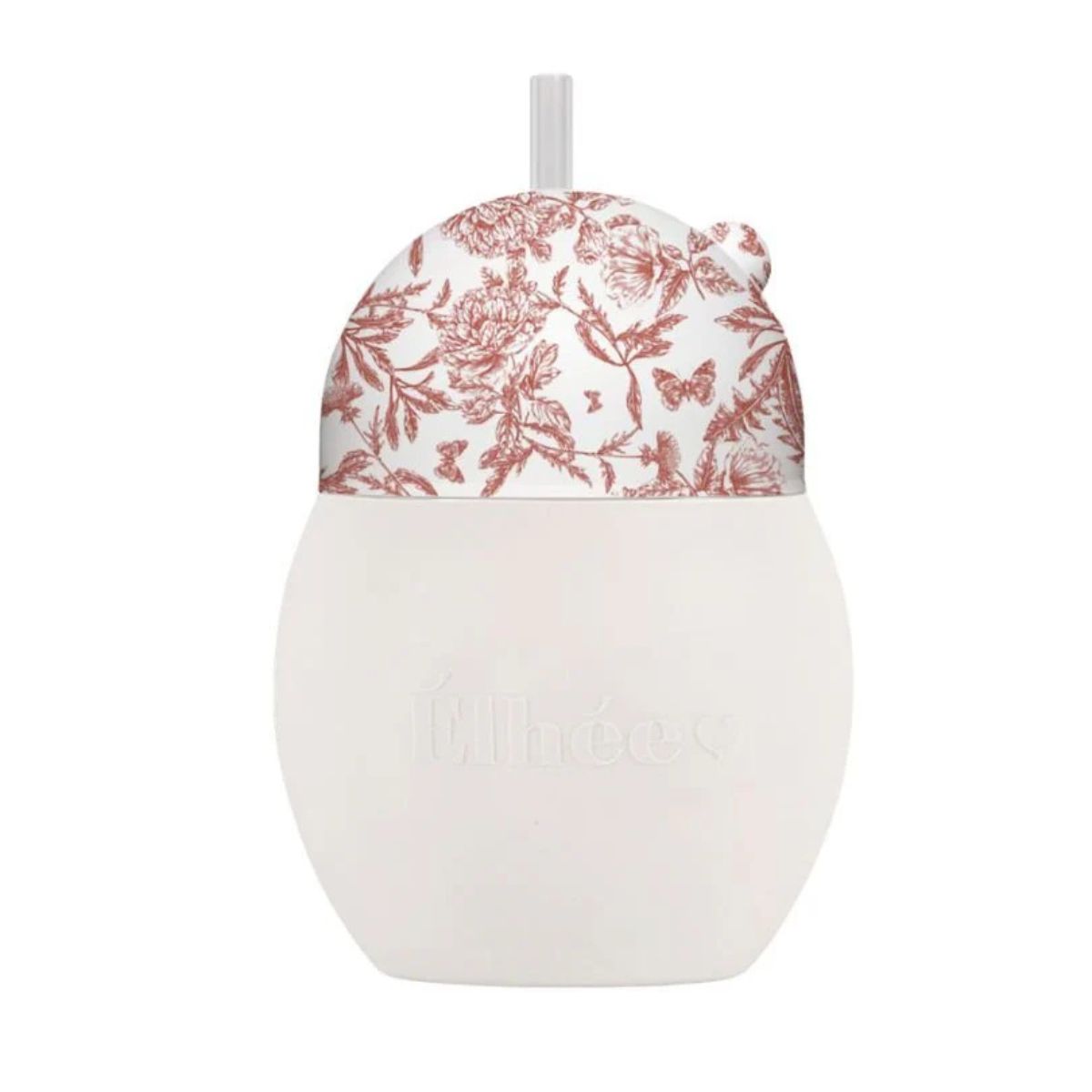 Copo Com Canudo Élhée Tartine et Chocolat Toile de Jouy Terracotta 240ml - 9M+
