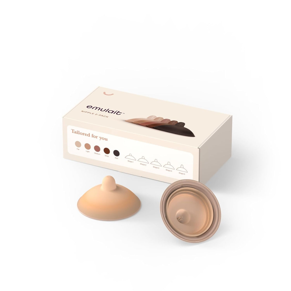 Emulait Baby Bottle Nipples 2-Pack - Light, Shape 4 on Luna Baby Store Miami