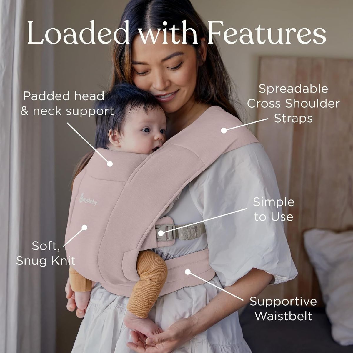 Ergobaby Embrace Newborn Baby Carrier 0-12M - Blush Pink