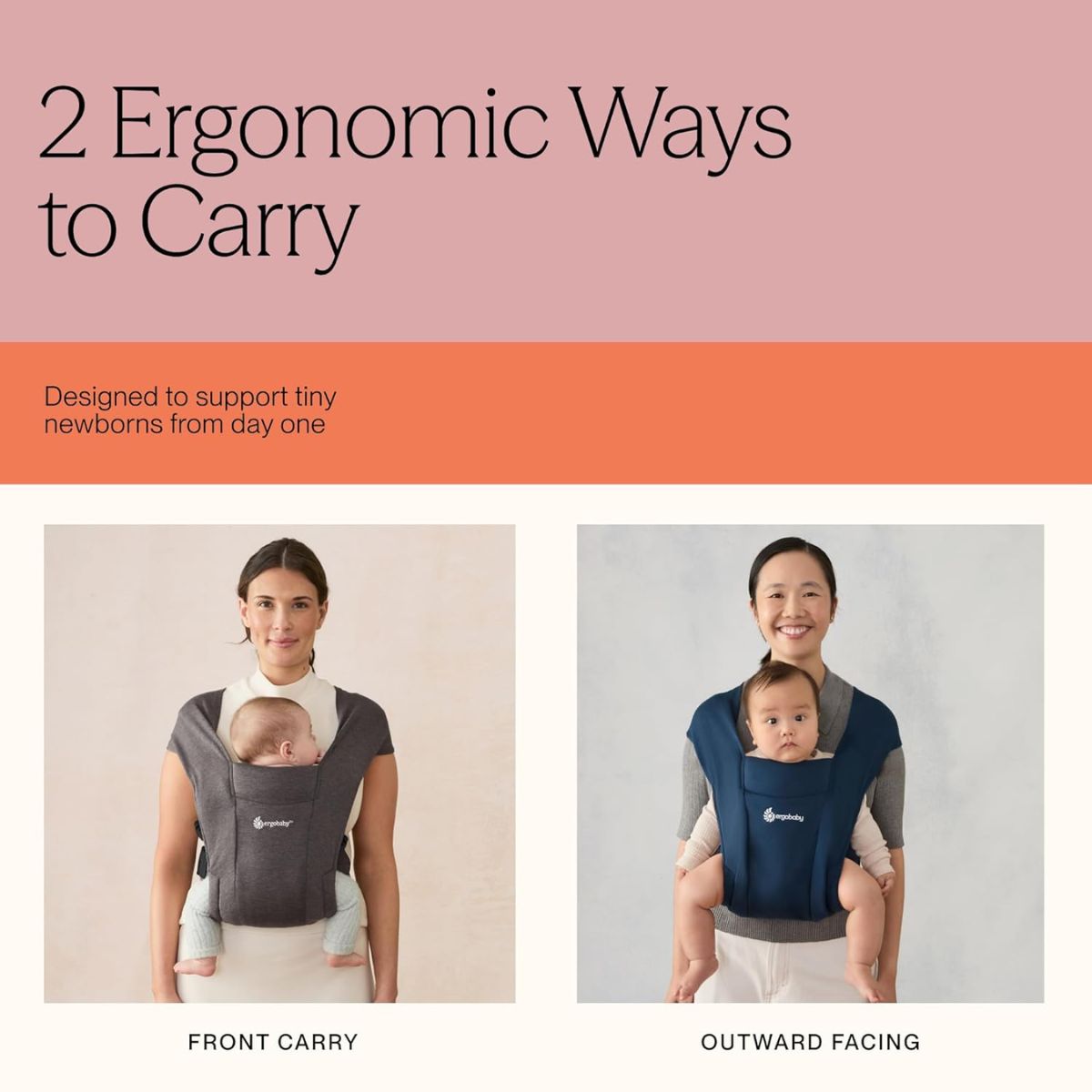 Ergobaby Embrace Newborn Baby Carrier 0-12M - Pure Black
